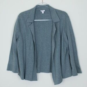 J. Jill Womens Cardigan Sweater Open‎ Front Blue Gray Size L Flare Sleeve Staple